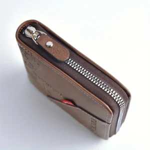 Men's Wallet Made of PU Wax Oil Skin Purse for Men Coin Purse Short Male Card Holder Wallets Zipper Around Money Coin Purse - Image 4