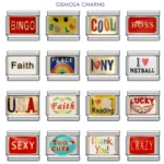GEMOSA Fashion CRAZY BINGO COOL SEXY LUCKY Glaze Italian Charm Links Fit 9mm Bracelet Stainless Steel Making DIY Jewelry