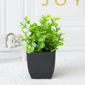 1pc Fake Plant Black Pot, Mini Artificial Eucalyptus Potted Plant for Indoor Home Office Farmhouse Bathroom Table Decorating - Image 7