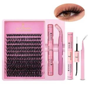 Makeup Brushes and Sponges Set, Pink Makeup Puff, Headband, Wristband Remover , 8-16mm DIY Eyelash Extension Kit makeup tool - Image 4