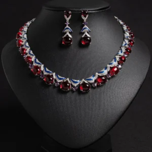 New Deluxe Delicate Oil Painting Drops Ladies Jewellery Necklace Earrings Set Party Banquet Prom Travel Dress Accessories M-343 - Image 4