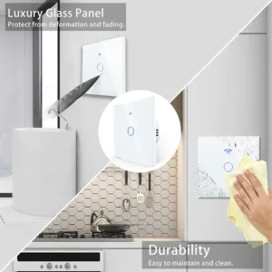 Tuya Wifi Smart Light Switch EU 1/2/3Gang Touch Light Switch No Neutral Wire Wall Light Switches for Alexa Google Voice Control - Image 6