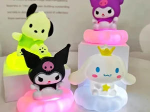 New Kawaii Sanrios Night Light Enamel Cloud Cartoon Kuromi Cinnamoroll Pochacco Small Table Light Illuminating Decoration