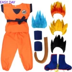 Kids Anime Son Goku Cosplay Costumes Krillin Training Clothes Superhero Outfits with Super Saiyan Wig Comic Con Party Costume