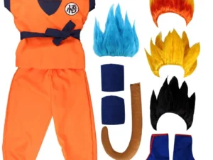 Kids Anime Son Goku Cosplay Costumes Krillin Training Clothes Superhero Outfits with Super Saiyan Wig Comic Con Party Costume