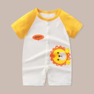 Newborn Clothes Cute Cartoon Dinosaur Tiger Shark Lion Print Strap Comfortable Summer Boys Girl 0-18 Short Sleeved Baby Jumpsuit - Image 7