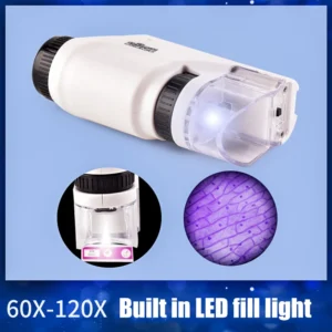 Mini Pocket Microscope Handheld Microscope Kit Battery Powered Microscope With Lab LED Light 60X-120X Biological Kids Science - Image 6