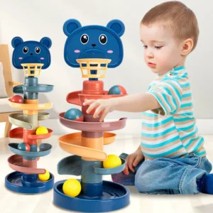 2-7 Layes Track Rolling Ball Pile Tower Early Educational Toy for Babies Rotating Track Educational Stacking Toy for Kids Gift - Image 3