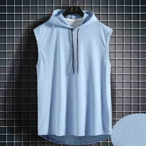 Solid Color 2023 Brand New Men's Tank Tops Vest Sleeveless Tees For Male Hooded Man Vests Tops Hip Hop Men Tank Top T shirt - Image 6