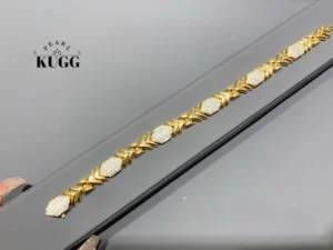 KUGG 100% 18K Yellow Gold Bracelet 1.40carat Real Natural Diamond Bracelet Luxury Palace Style High Party Jewelry for Women