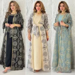 Ramadan Eid Djellaba Kimono Jalabiya Muslim Sets for Women Dubai Abaya Turkey Kaftan Robe Caftan Marocain Femme Islam Clothing