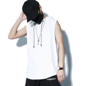2024 Summer New Men's Fashion Sportswear Gym Fitness Jogging Hooded Sleeveless T-shirt Loose Large Comfortable Top - Image 6