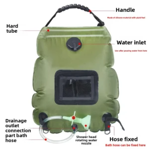 1PCS 20L Outdoor Camping Shower Bag Solar Heated Portable Bathing Bag Use Durable PVC Quick Heat-Up Outdoor Bath Water Bag - Image 4