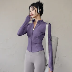Long Sleeve Sports Jacket Women Zip Fitness Yoga Shirt Winter Warm Gym Top Activewear Running Coats Workout Clothes For Cycling - Image 6