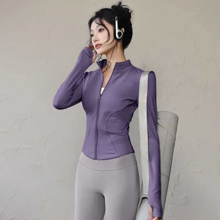 Long Sleeve Sports Jacket Women Zip Fitness Yoga Shirt Winter Warm Gym Top Activewear Running Coats Workout Clothes For Cycling - Image 6