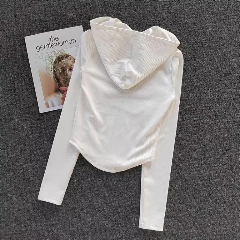 Women's Yoga Coat Short Sports jacket Fitness Yoga Shirt Cycling Running Coats Zipper jacket Hooded Long Sleeve Sports Jacket - Image 3