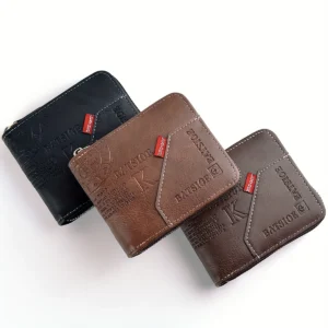 Men's Wallet Made of PU Wax Oil Skin Purse for Men Coin Purse Short Male Card Holder Wallets Zipper Around Money Coin Purse - Image 5