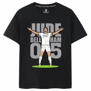 Bellingham for Real Madrid Fans Celebration Action Printed Logo Men Short Sleeve T-Shirt Commemorative Summer Round Neck England - Image 3