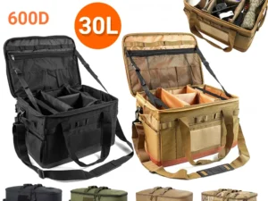 30L Camping Cooking Utensil Organizer Large Capacity 600D Camping Gas Tank Storage Bag Picnic Bag Fodable for Outdoor Camping