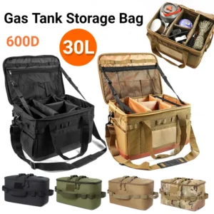 30L Camping Cooking Utensil Organizer Large Capacity 600D Camping Gas Tank Storage Bag Picnic Bag Fodable for Outdoor Camping