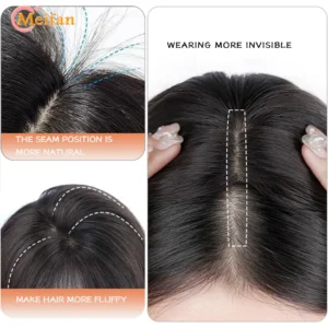 MEIFAN Middle Part Fake Bangs Fringe Synthetic Topper Hairpiece Clip-In Bang Extension Natural Invisible Clourse Hairpiece Women - Image 5
