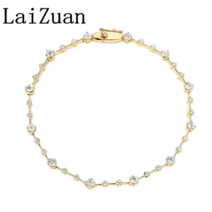 LaiZuan Real 18K AU750 Yellow Gold H/SI 1CT Natural Diamonds Bracelet Women Luxury Trendy Jewelry Wedding Bride Anniversary Gift