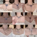 Draweye Y2k Butterfly Necklaces for Women Punk Style Retro Gothic Hiphop Chokers Hyperbole Jewelry Fashion Collares Para Mujer