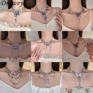 Draweye Y2k Butterfly Necklaces for Women Punk Style Retro Gothic Hiphop Chokers Hyperbole Jewelry Fashion Collares Para Mujer