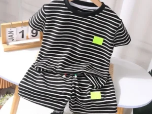 Summer Baby Boy Girls Clothes Set Children Stripe Tshirts and Shorts 2 Pieces Suit Kid Top Bottom Outfits Casual Tracksuits
