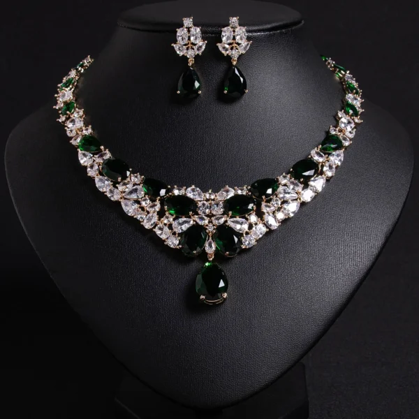 Luxury Temperament Charm Drops Zirconia Jewellery Ladies Necklace Earrings Accessories Set Party Prom Wedding Dress M-340 - Image 5