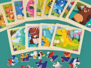 9 Pieces Wooden Puzzle Cartoon Dinosaur Transportation Montessori 3d Puzzle Game Early Learning Educational Toys for Children