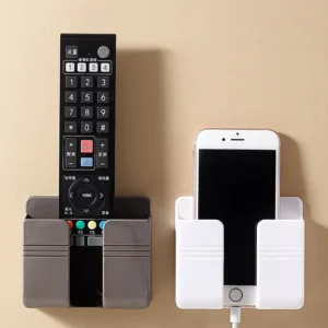 1-4pcs Wall Mounted Storage Box Multifunction Punch Free Organizer TV Remote Control DIY Mobile Phone Plug Charging Holder Stand - Image 6