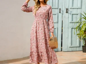 2023 Sping Summer Bohemian Women Maxi Dress Casual Long Sleeve High Waist Beach Woman Chiffon Dresses Floral Vestidoes Mujer New