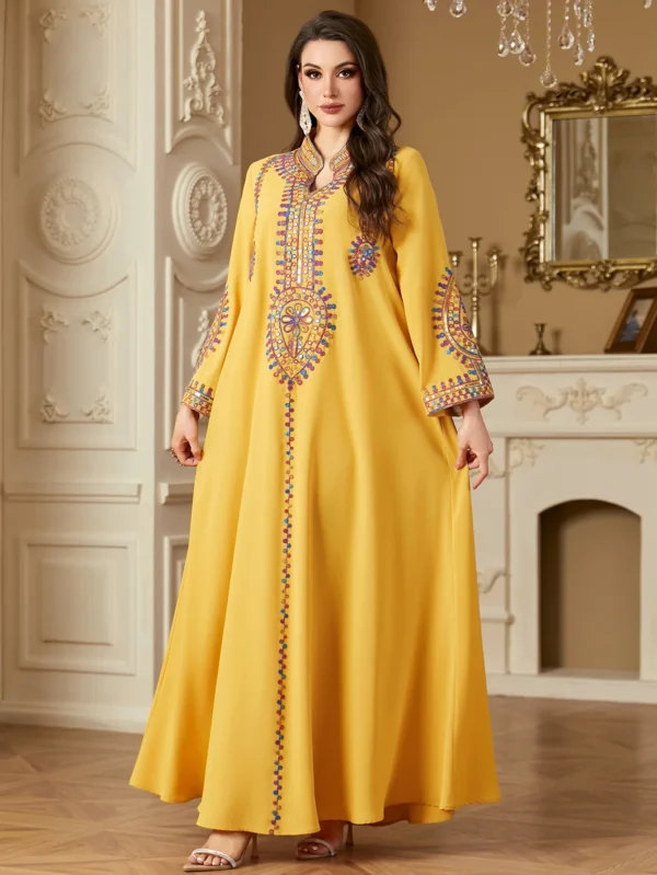 2025 Siskakia Ramadan Muslim Women's Embroidered Loose abaya Dresses For Women Gala Morocco Dubai Elegant Casual Kaftan - Image 4