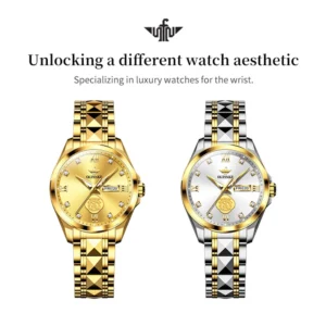OUPINKE 3305 Womens Watch Luxury Mechanical Watch Tungsten Steel 50M Waterproof Day Date Watch Real Diamond Luck Watch Set - Image 7