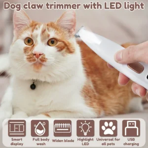 New Dog Paw Trimmer with LED Light Fully Waterproof Pet Hair Trimmer with LED Display Dog Clippers for Grooming 18mm Widen Blade - Image 6