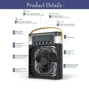 New 3 In 1 Fan AIr Conditioner Household Small Air Cooler LED Night Light Portable Humidifier Air Adjustment Fan Office Home Fan - Image 6