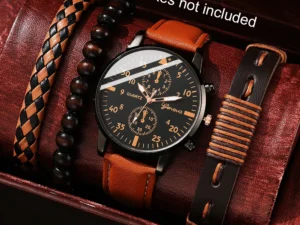 New Hip Hop Mens Fashion Watches Luxury Male Clock Wristwatch Sport MensWrist Watch Bracelet Set Relogio Masculino