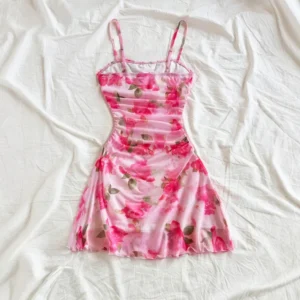Mia Muse Dresses Summer Casual Floral Print Sleeveless Square Neck Folds Mini Daily Cami Dresses For Women - Image 6