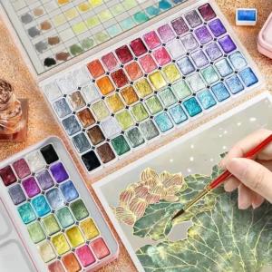 Metallic Watercolor Paint Set-Portable,Lightweight, High Solid Pigment, Starry Shades - Ideal for Artists, Perfect Holiday Gift - Image 7