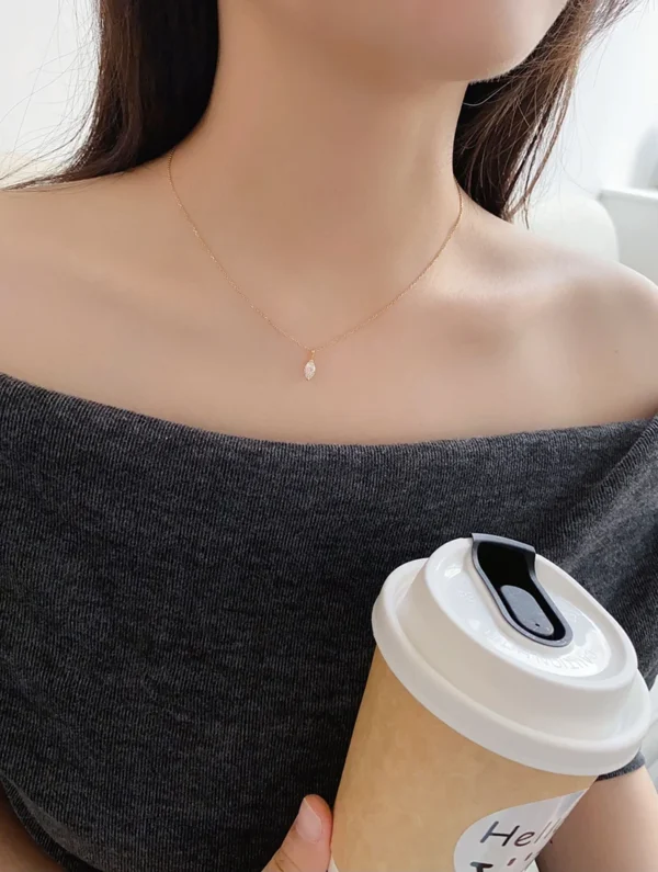 LUOWEND 100% 18K Rose Gold Necklace Women Shiny Marquise Cut GIA 0.50carat Real Natural Diamond Pendant Necklace Fine Jewelry - Image 7