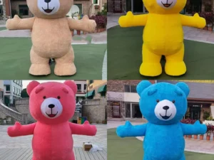 Giant Teddy Bear Mascot Costume Inflatable Plush Funny Bear Doll Clothing Colorful Anime Cartoon Bear Cosplay Dress Up Jumpsuits