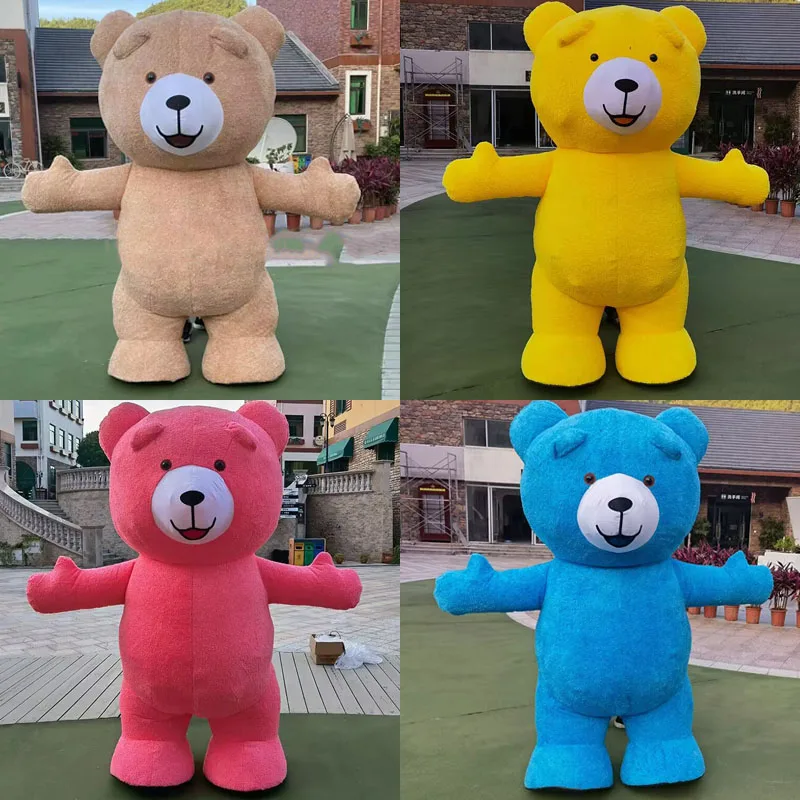 Giant Teddy Bear Mascot Costume Inflatable Plush Funny Bear Doll Clothing Colorful Anime Cartoon Bear Cosplay Dress Up Jumpsuits