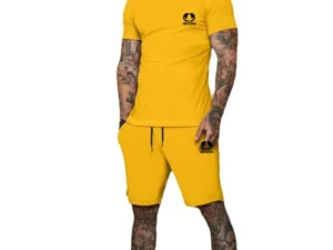 New Design Running two-piece Sets Mesh short sleeved T-shirt+shorts sets Sports Casual Men fitness Sportswear summer