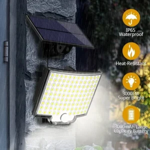 106LED Split Solar Lamp 3 Lighting Mode Outdoor Decoration Sunlight Wall Light PIR Motion Sensor Waterproof Garden Garage Lamp - Image 6