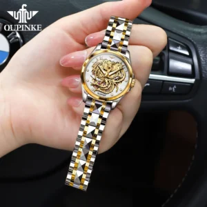 OUPINKE 3276 Ladies Watch Original Luxury Skeleton Mechanical Watch Tungsten Steel 50M Waterproof Phoenix Watches For Women - Image 3
