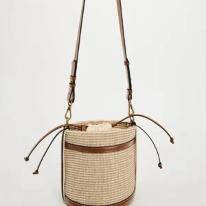 Fashion Straw Bucket Bag Weave Women Handbags Designer Panelled Shoulder Crossbody Bags Casual Summer Beach Small Tote Purses - Image 5