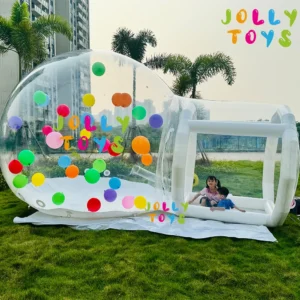 JOLLY TOYS Balloon inflatable bubble house with trampoline and transparent dome PVC material with blower - Image 3