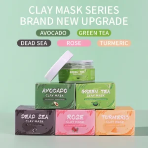 Turmeric Green Tea Rose Avocado Facial Mask Clay Mud Masks Moisturizing Removal Blackhead Whitening Face Mask Mud Skin Care - Image 3