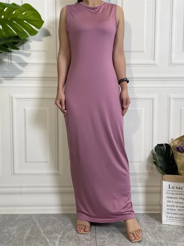 Under Abaya Long Dress Nida Sleeveless Islamic Clothing Women Dubai Turkish Muslim Underwear Base Layer Robe Casual Modesty - Image 6